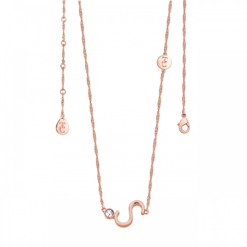 Tipperary Crystal Letter 'S' Pendant Rose Gold